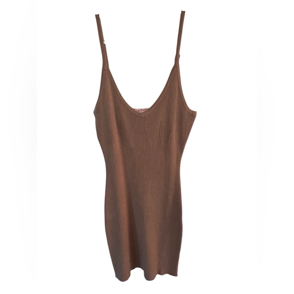 Elegant Brown Knit Mini Dress